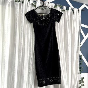 MIUSOL black lace off the shoulder dress